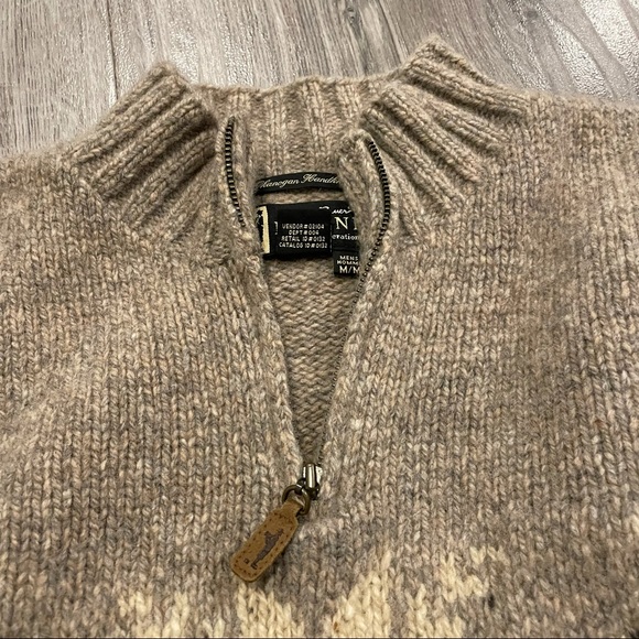 EUC Eddie Bauer Legend Hand knit 100% Lambswool Sweater Fair Isle Men Size Med - Picture 10 of 12